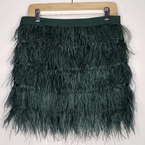 Gianni Bini emerald green feather mini skirt